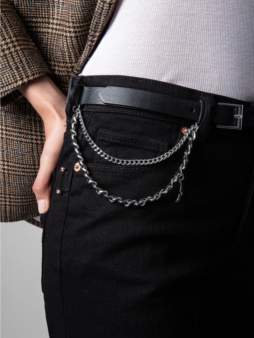 Zadig & Voltaire Rock Chain Belt Leather Belt